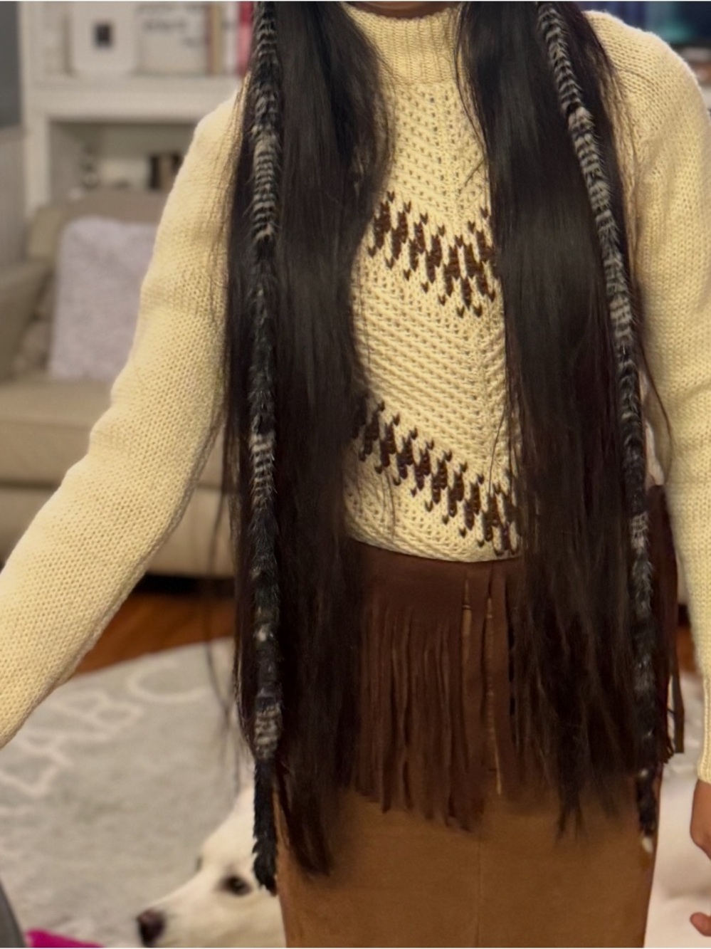 American Vintage Cream Sweater with Brown Chevron Detail - Picture 6 of 8